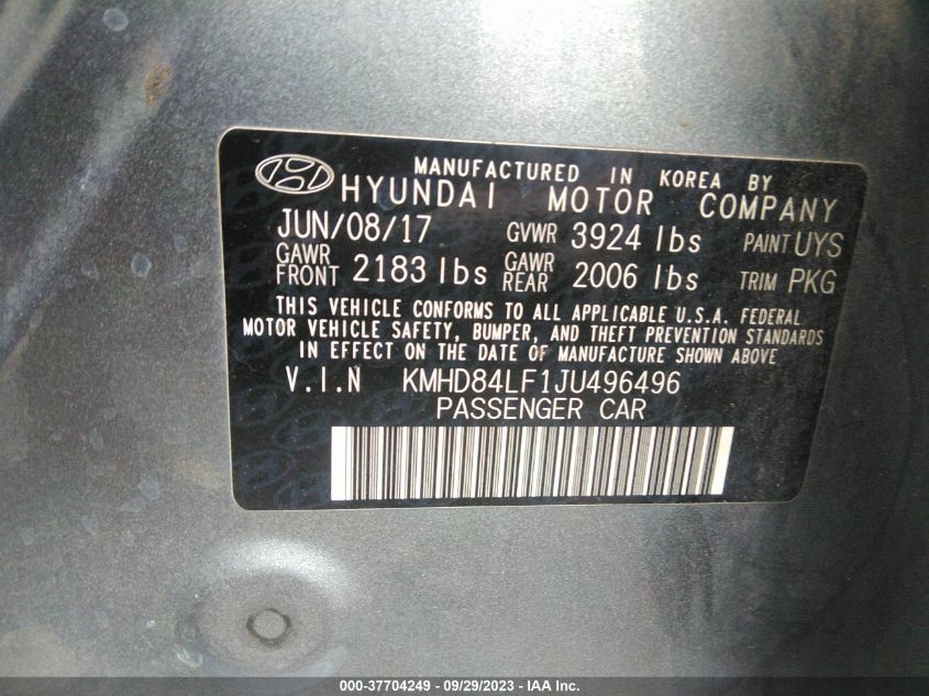 2018 HYUNDAI ELANTRA VALUE EDITION - KMHD84LF1JU496496
