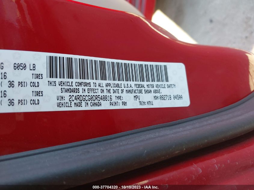 2013 DODGE GRAND CARAVAN SXT - 2C4RDGCG0DR548816