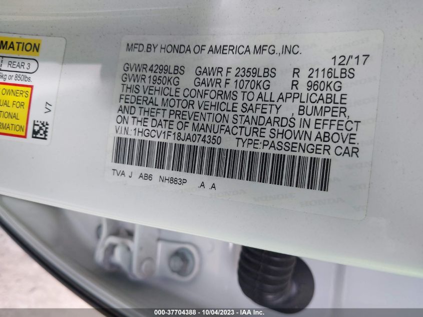2018 HONDA ACCORD SEDAN LX 1.5T - 1HGCV1F18JA074350