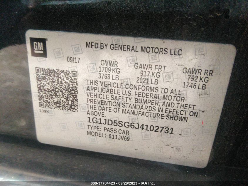 2018 CHEVROLET SONIC LT - 1G1JD5SG6J4102731
