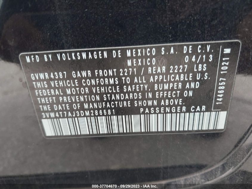 2013 VOLKSWAGEN GLI AUTOBAHN W/NAV 3VW4T7AJ3DM286581