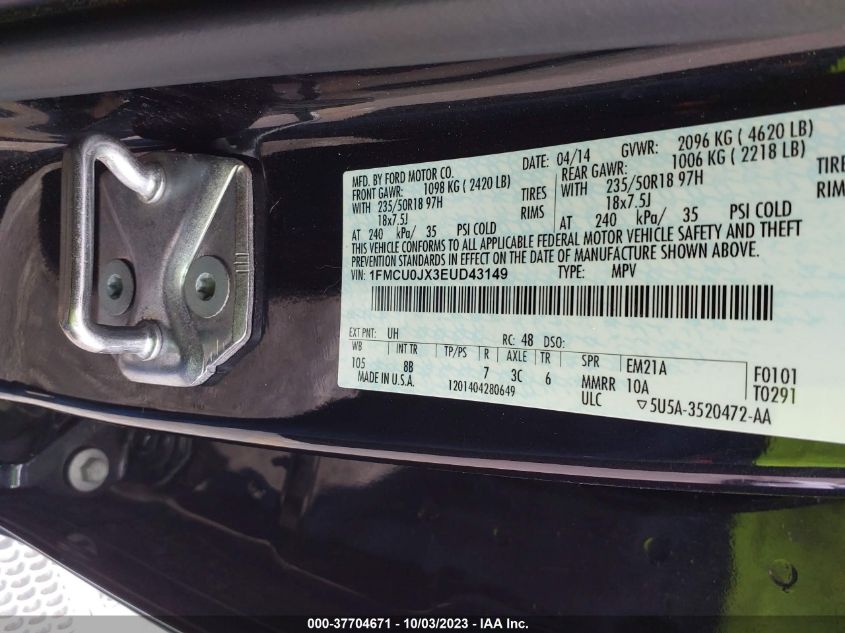 2014 FORD ESCAPE TITANIUM - 1FMCU0JX3EUD43149