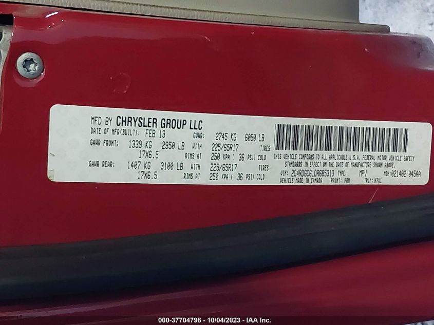 2013 DODGE GRAND CARAVAN SXT - 2C4RDGCG1DR685313
