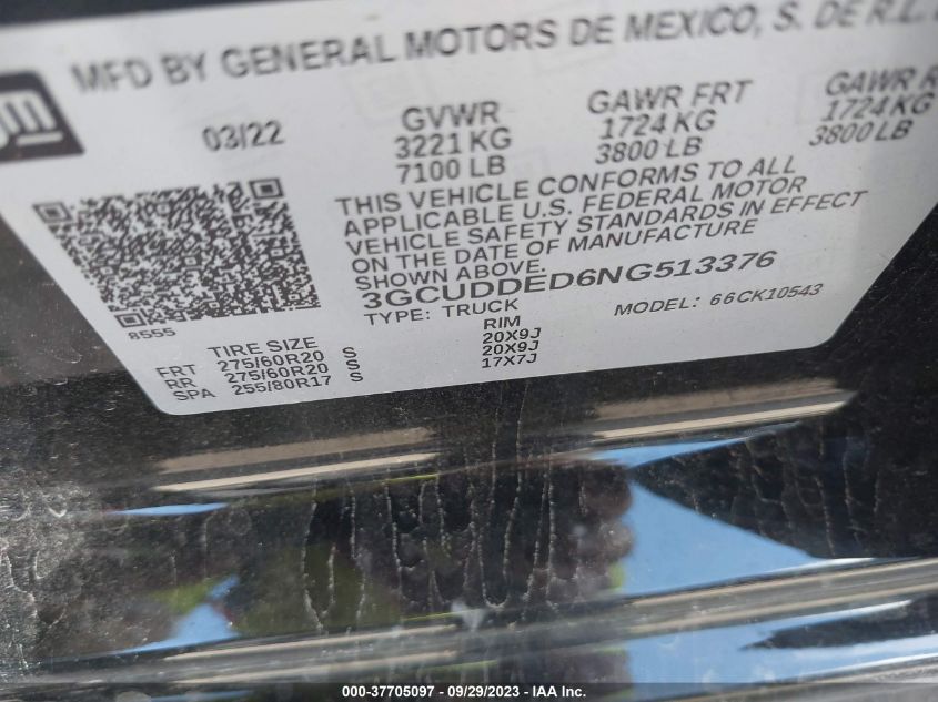 2022 CHEVROLET SILVERADO 1500 LT - 3GCUDDED6NG513376