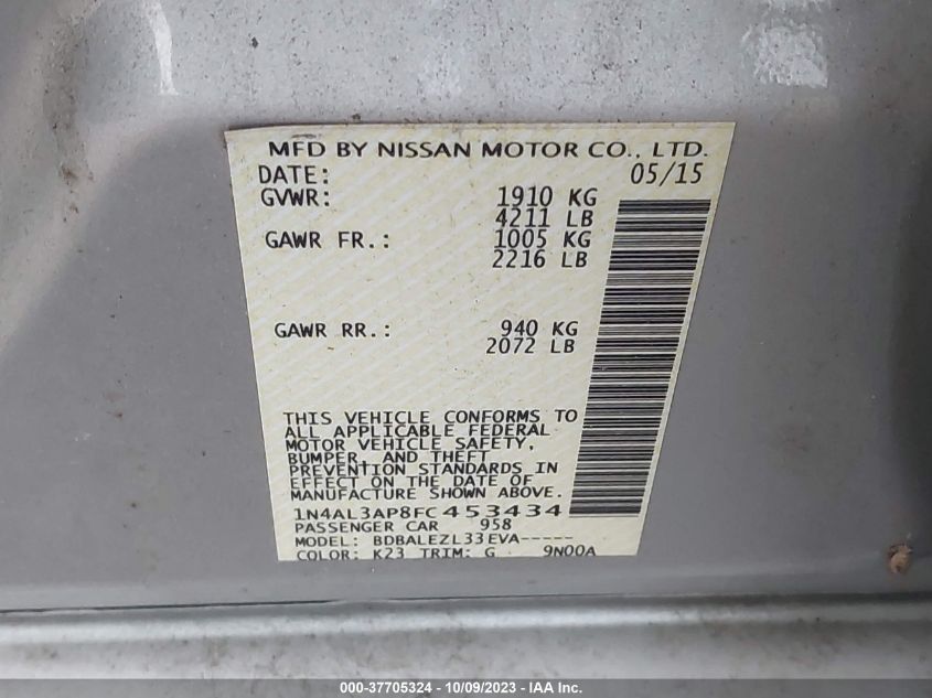 2015 NISSAN ALTIMA 2.5 - 1N4AL3AP8FC453434