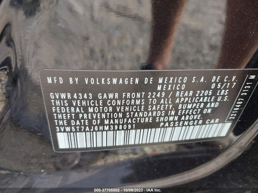 2017 VOLKSWAGEN JETTA GLI - 3VW5T7AJ6HM398091