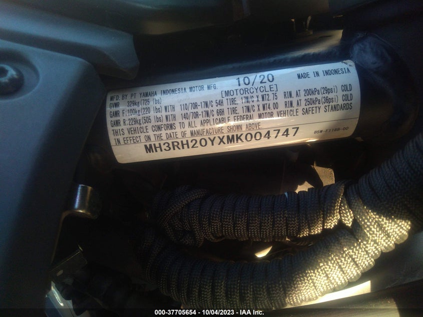 VIN MH3RH20YXMK004747 2021 YAMAHA MT-03