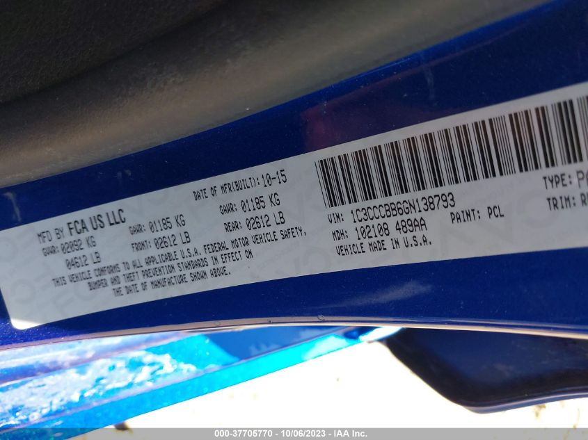 2016 CHRYSLER 200 S - 1C3CCCBB6GN138793