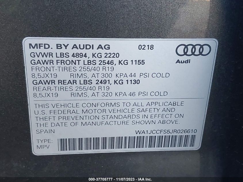 2018 AUDI Q3 PREMIUM PLUS - WA1JCCFS5JR026610