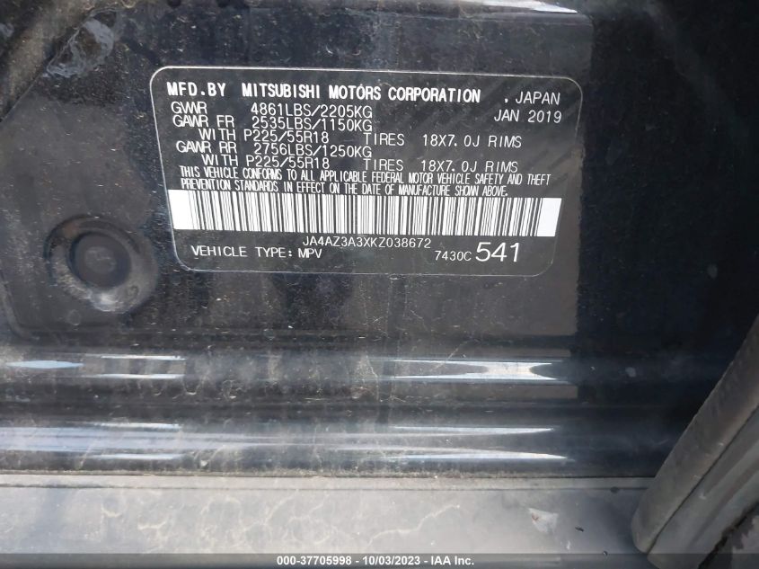 2019 MITSUBISHI OUTLANDER SE/SEL/LE - JA4AZ3A3XKZ038672