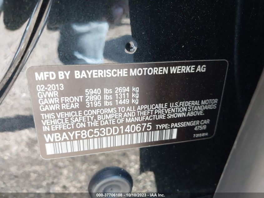 2013 BMW 7 SERIES 750LI XDRIVE WBAYF8C53DD140675