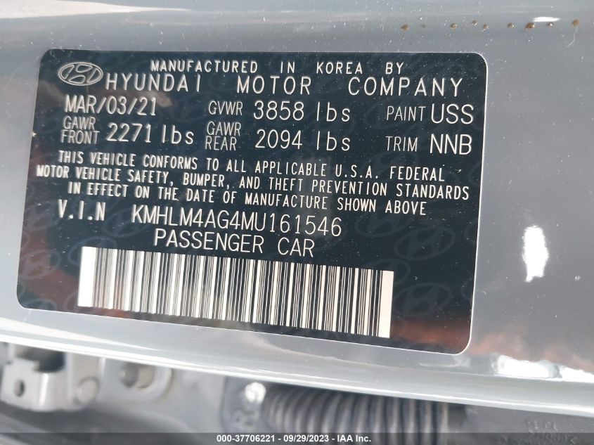 KMHLM4AG4MU161546 Hyundai Elantra SEL 9