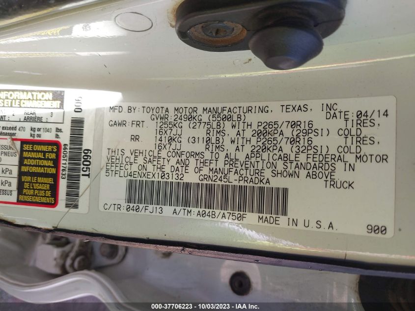 2014 TOYOTA TACOMA - 5TFLU4ENXEX103132