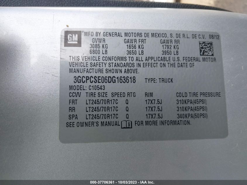 2013 CHEVROLET SILVERADO 1500 LT - 3GCPCSE06DG163618