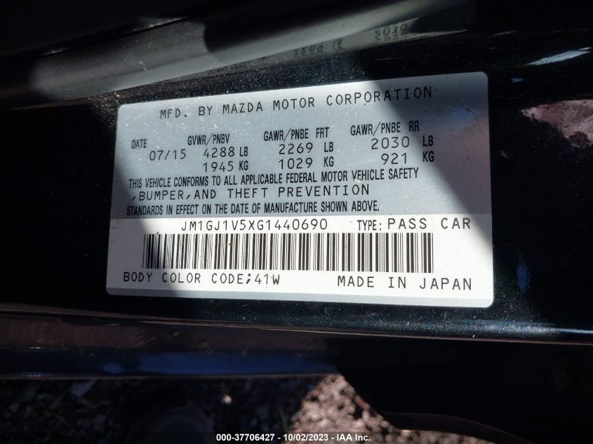 2016 MAZDA MAZDA6 I TOURING - JM1GJ1V5XG1440690
