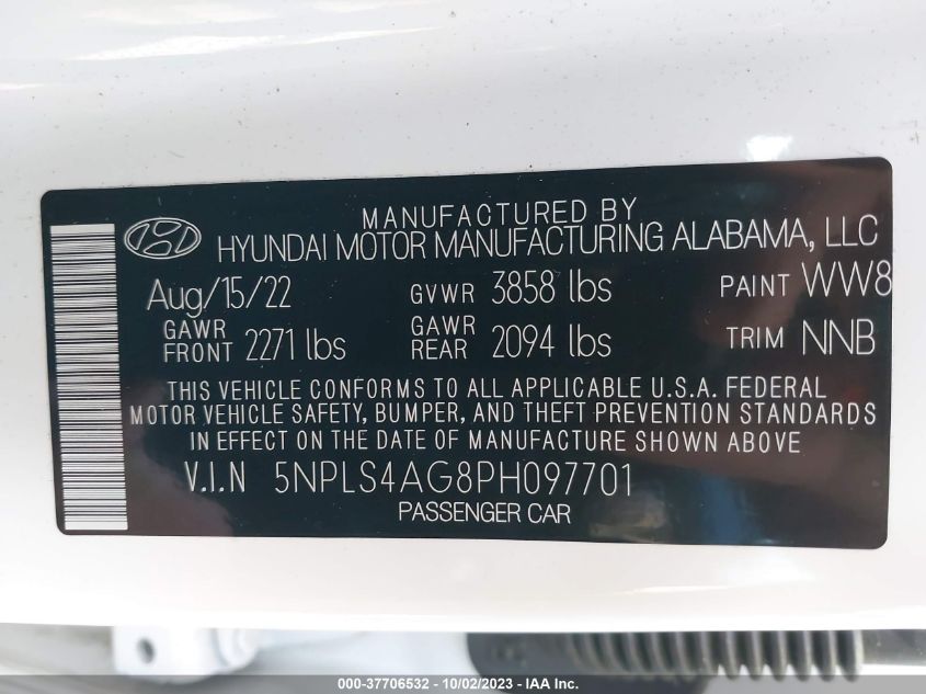 5NPLS4AG8PH097701 Hyundai Elantra SEL 9