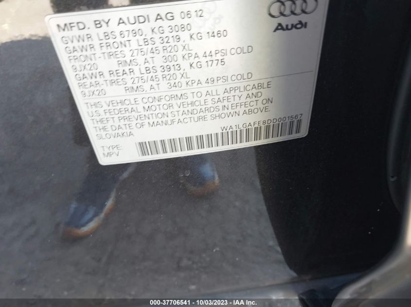 2013 AUDI Q7 3.0T PREMIUM PLUS - WA1LGAFE8DD001567