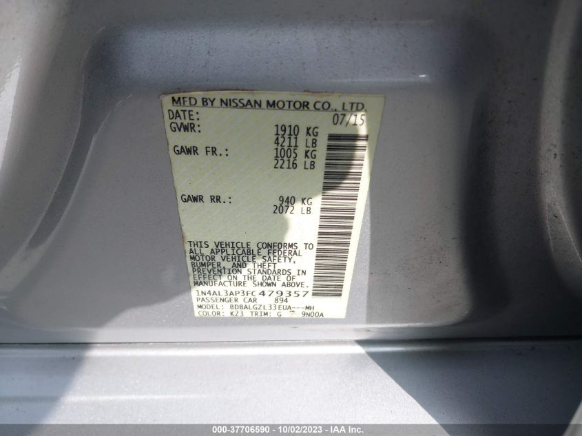 2015 NISSAN ALTIMA 2.5 S - 1N4AL3AP3FC479357