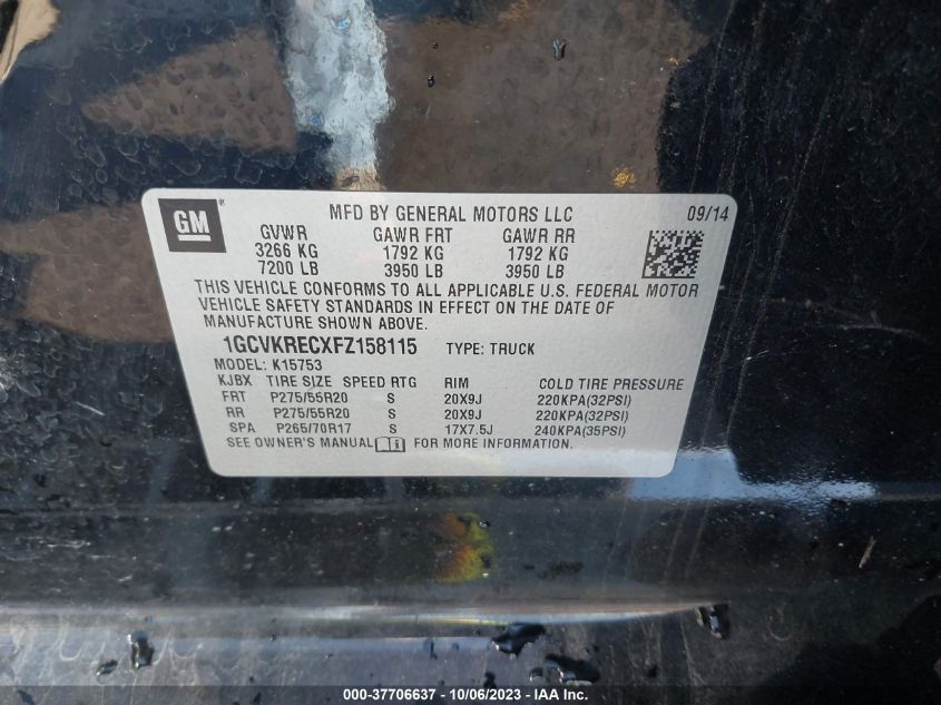 2015 CHEVROLET SILVERADO 1500 LT - 1GCVKRECXFZ158115
