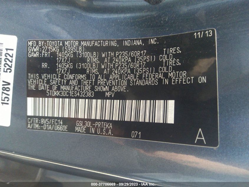 2014 TOYOTA SIENNA LE - 5TDKK3DC1ES432383