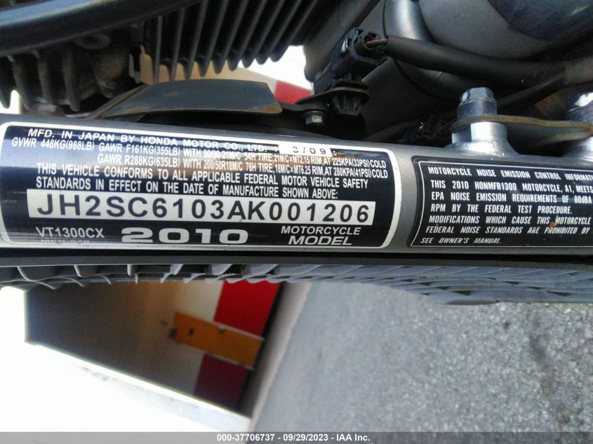 2010 HONDA VT1300 CX JH2SC6103AK001206
