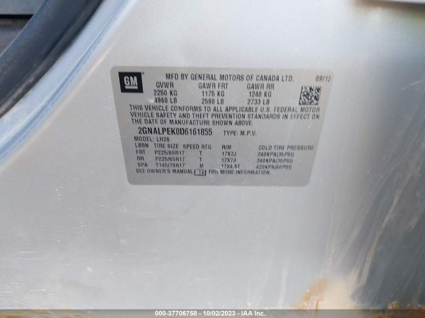 2013 CHEVROLET EQUINOX LT - 2GNALPEK0D6161855