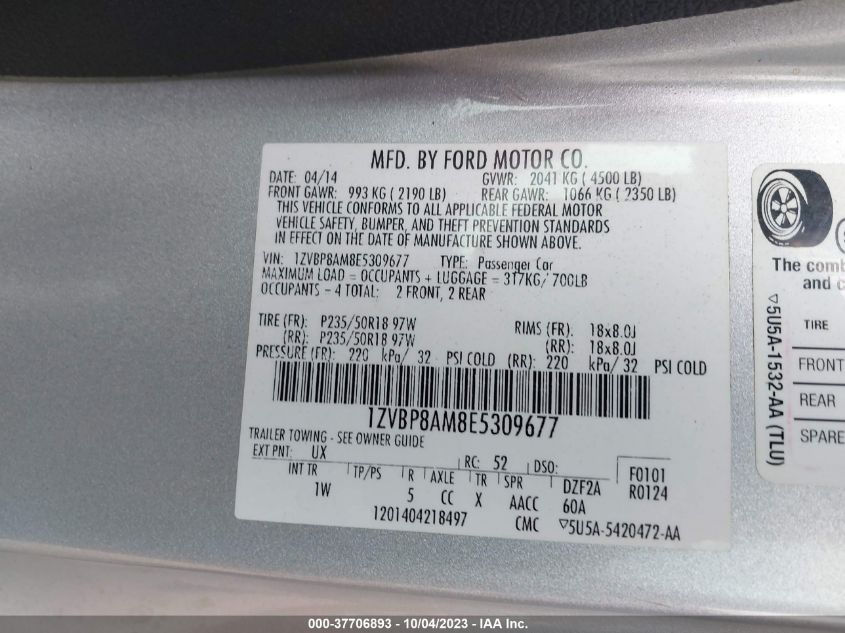 2014 FORD MUSTANG - 1ZVBP8AM8E5309677