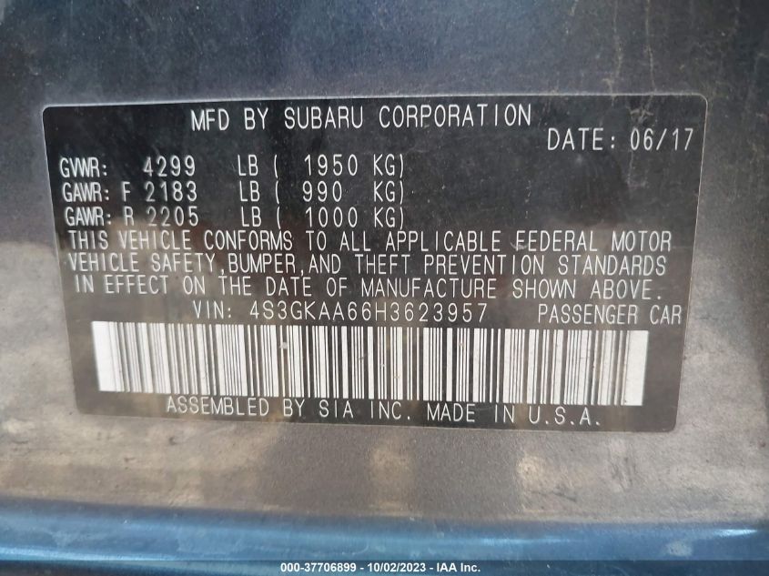2017 SUBARU IMPREZA - 4S3GKAA66H3623957