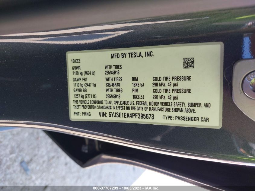 2023 TESLA MODEL 3 - 5YJ3E1EA4PF395673