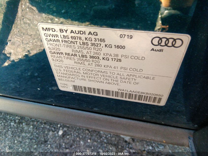 WA1LAAGE8KB020550 Audi E-Tron PREMIUM PLUS 9