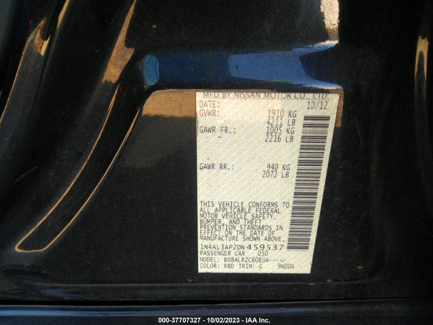 2013 NISSAN ALTIMA 2.5/S/SV/SL - 1N4AL3AP2DN459537