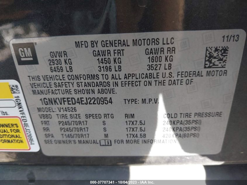 2014 CHEVROLET TRAVERSE LS - 1GNKVFED4EJ220954