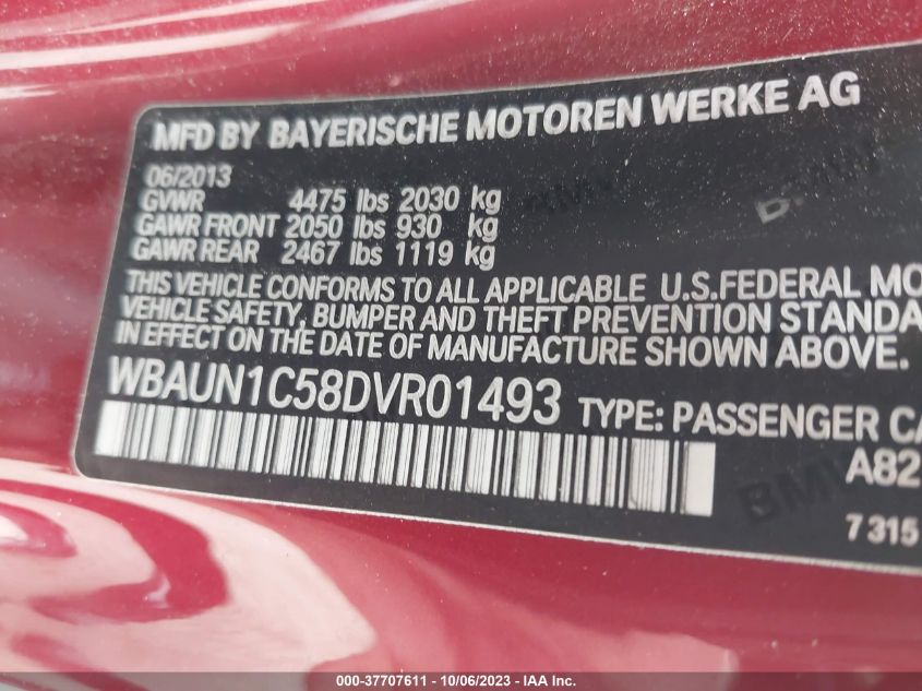 2013 BMW 1 SERIES 128I WBAUN1C58DVR01493