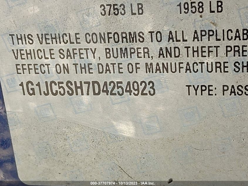 2013 CHEVROLET SONIC LT - 1G1JC5SH7D4254923
