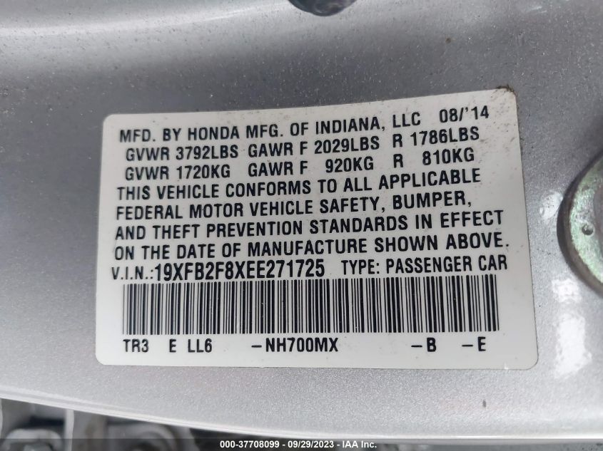 2014 HONDA CIVIC SEDAN EX - 19XFB2F8XEE271725
