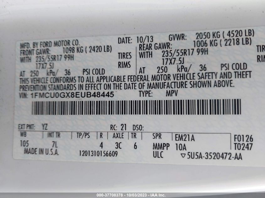 2014 FORD ESCAPE SE - 1FMCU0GXBEVB48445