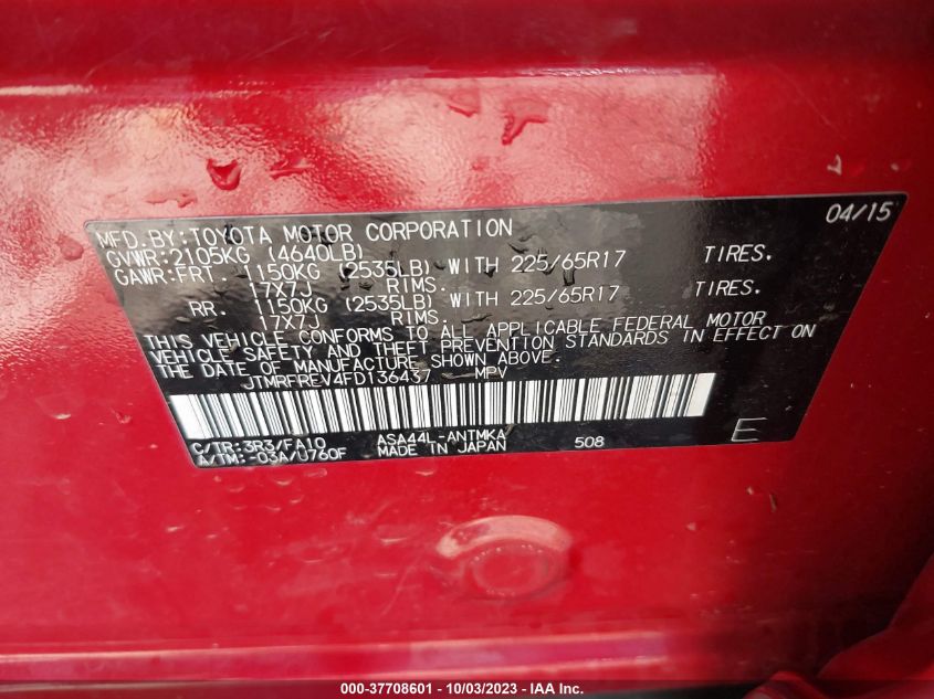 2015 TOYOTA RAV4 XLE - JTMRFREV4FD136437