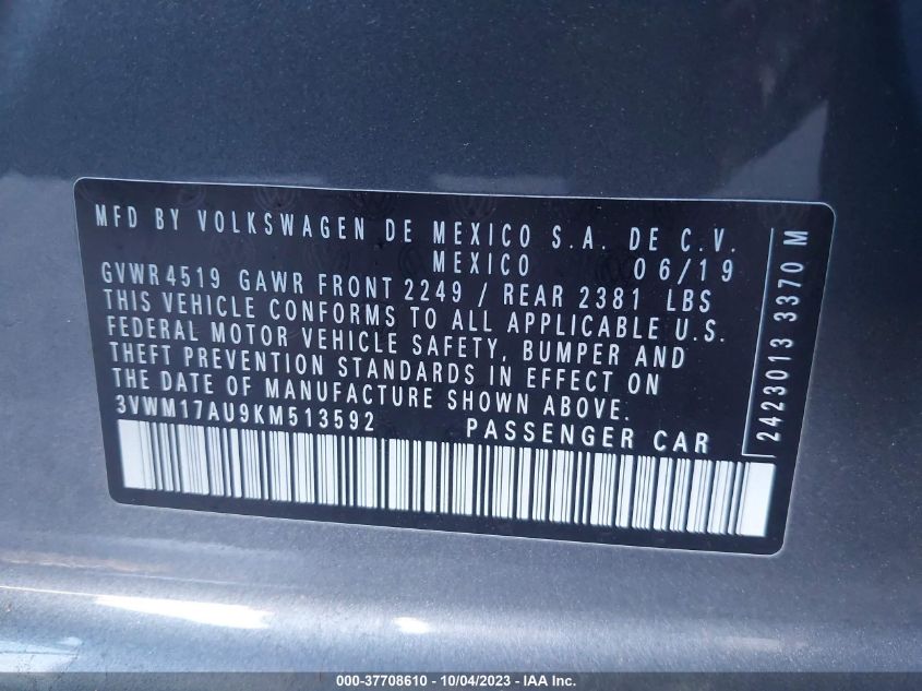 2019 VOLKSWAGEN GOLF ALLTRACK S/SE/SEL 3VWM17AU9KM513592