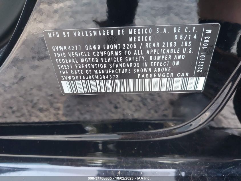 2014 VOLKSWAGEN JETTA SEDAN SE W/CONNECTIVITY/SUNROOF - 3VWD07AJ8EM304373