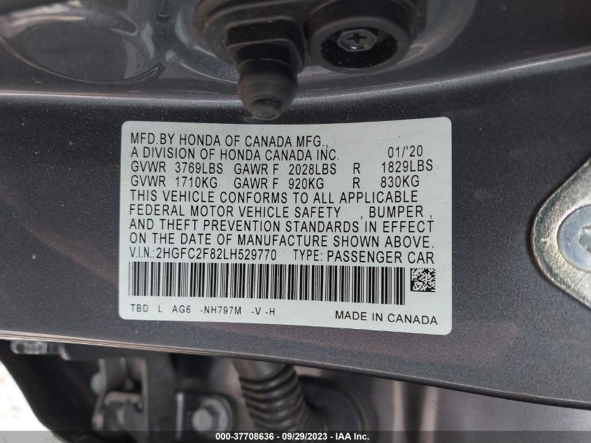 2HGFC2F82LH529770 Honda Civic Sedan SPORT 9