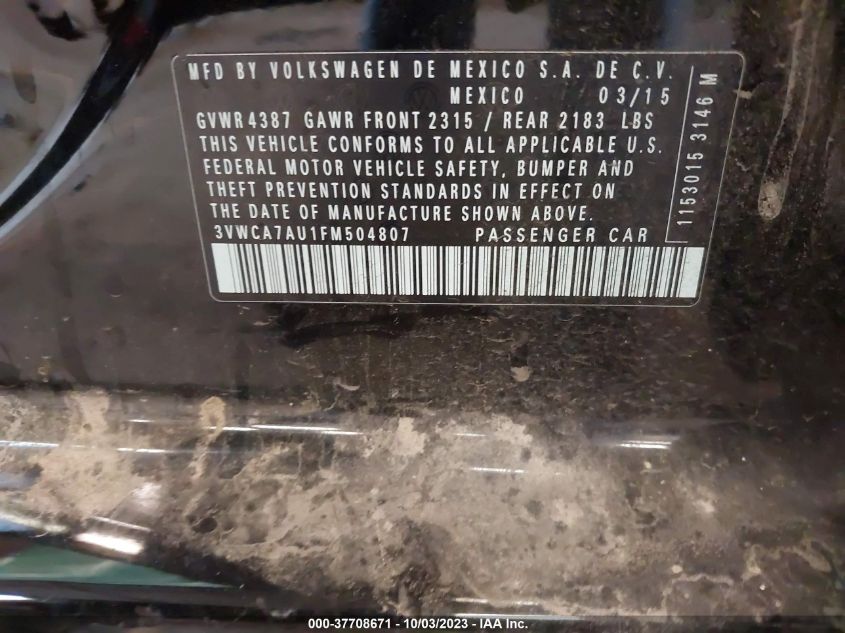 2015 VOLKSWAGEN GOLF SPORTWAGEN TDI SE 4-DOOR - 3VWCA7AU1FM504807