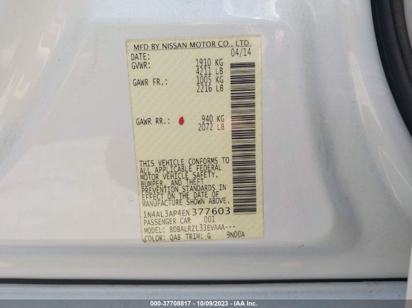 2014 NISSAN ALTIMA 2.5 - 1N4AL3AP4EN377603