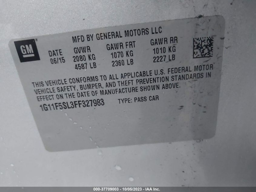 2015 CHEVROLET MALIBU LTZ - 1G11F5SL3FF327983