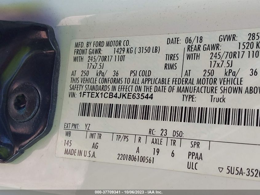 2018 FORD F-150 XL/XLT - 1FTEX1CB4JKE63544