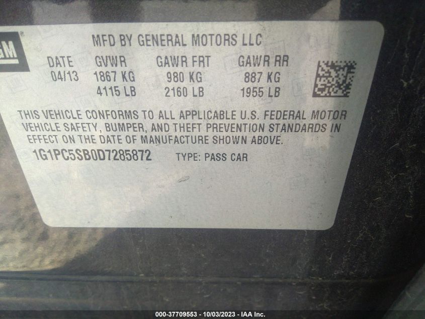 2013 CHEVROLET CRUZE 1LT - 1G1PC5SB0D7285872