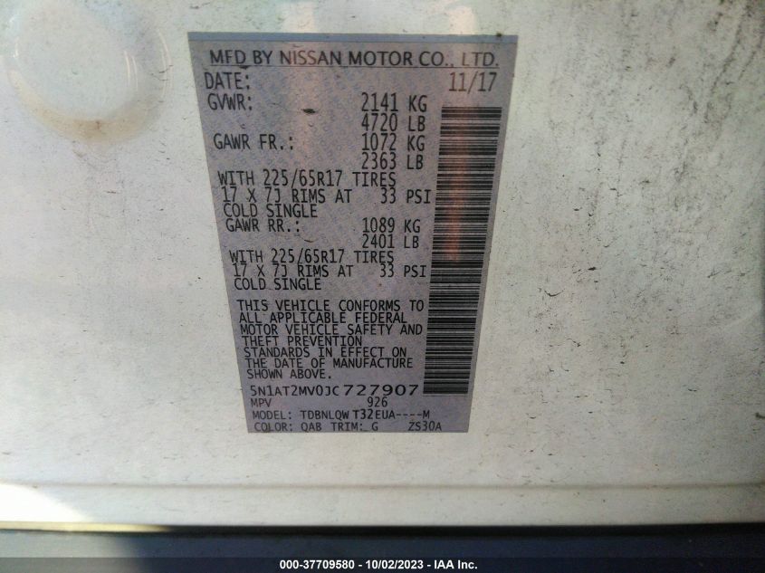 2018 NISSAN ROGUE SV/SL - 5N1AT2MV0JC727907