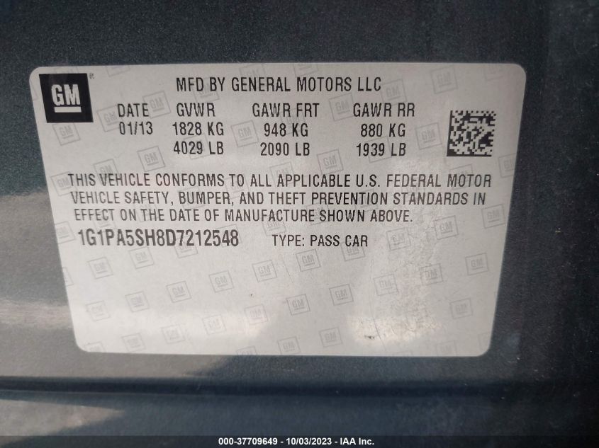 2013 CHEVROLET CRUZE LS - 1G1PA5SH8D7212548