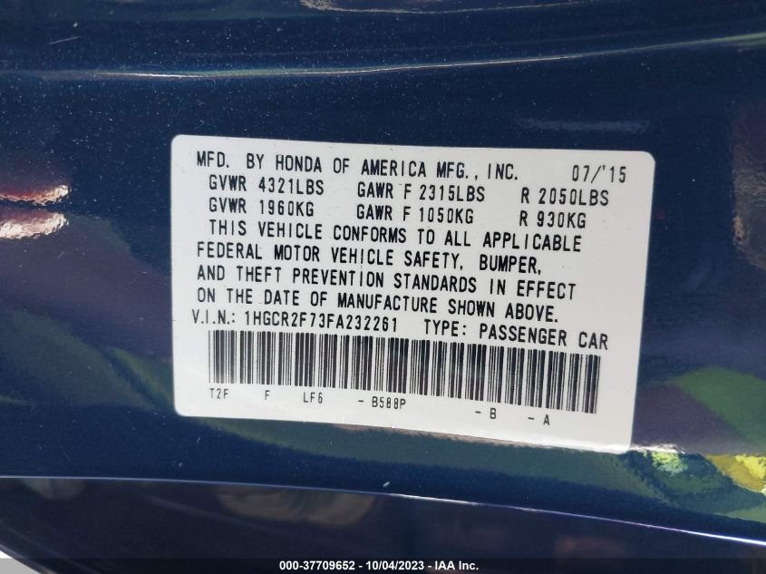 2015 HONDA ACCORD SEDAN EX - 1HGCR2F73FA232261