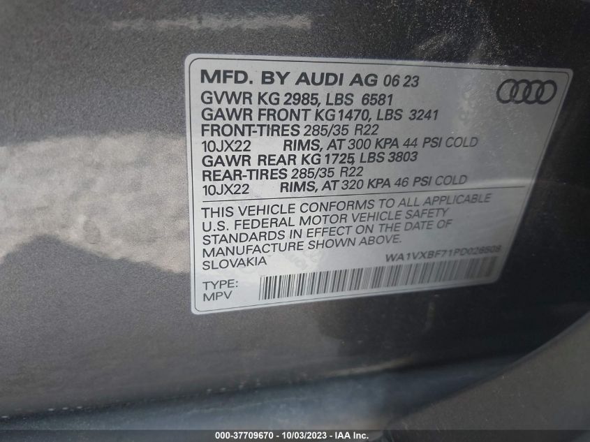 WA1VXBF71PD026508 Audi Q7 PRESTIGE 9