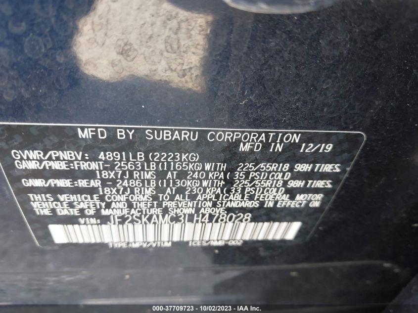 2020 SUBARU FORESTER SPORT - JF2SKAMC3LH478028